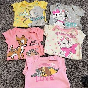Lot of Disney Baby Onesies.